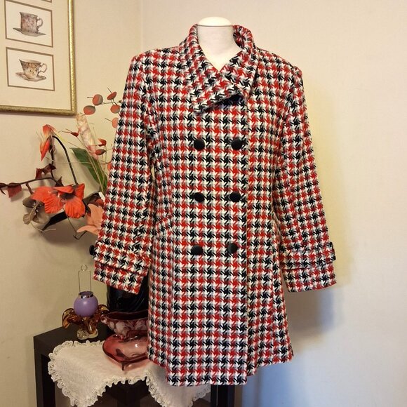 NEW Women Red Black White Double-Breasted Lined Trench Coat Winter Outerwear 16 - Picture 4 of 10